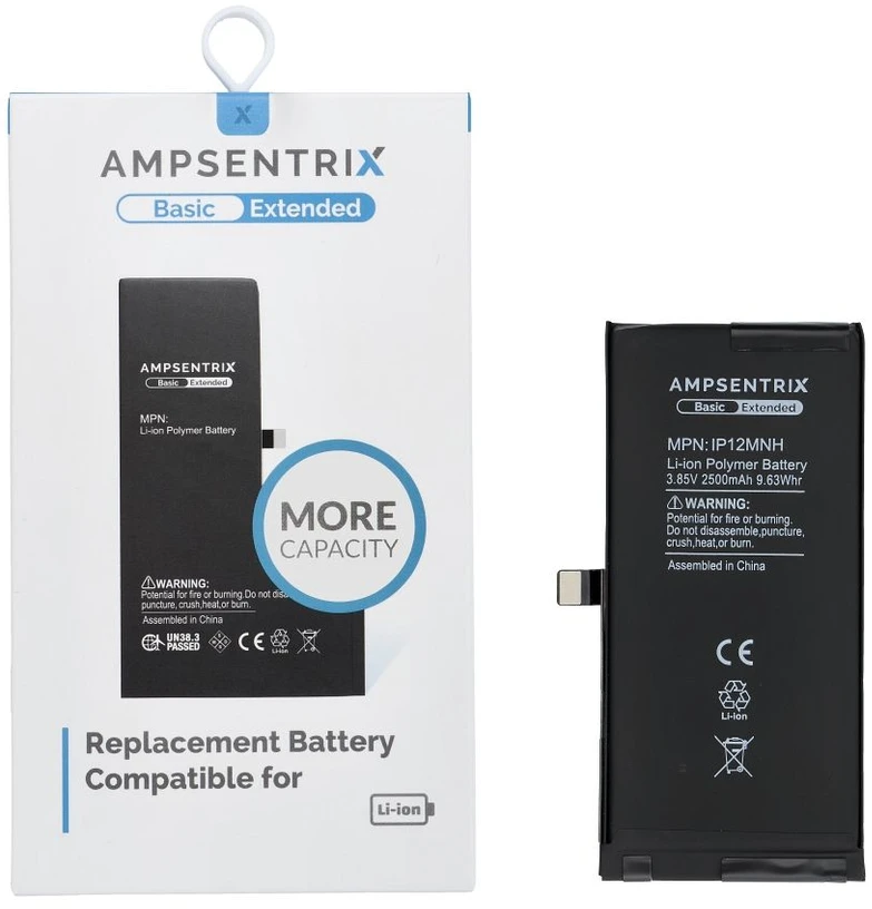 Inne „Oem AmpSentrix Basic“ baterija, skirta „iPhone 12 Mini“ (didelės talpos 2500 mAh)
