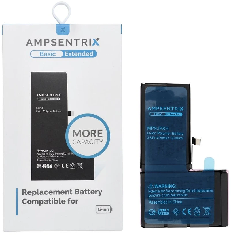 Inne „Oem AmpSentrix Basic“ baterija, skirta „iPhone X“ (didelės talpos 3150 mAh)