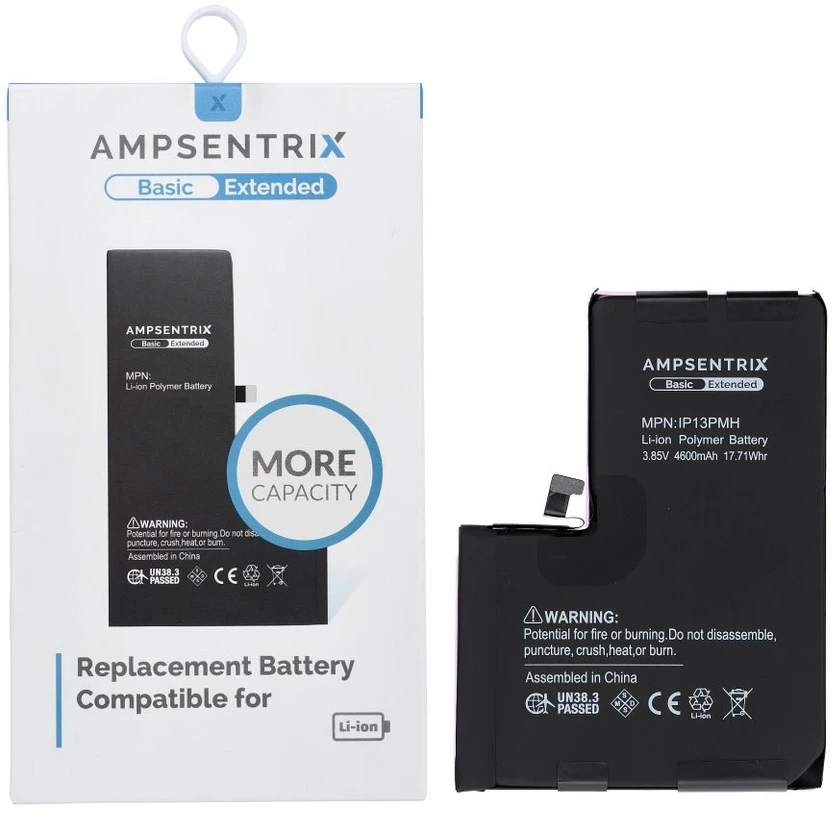 Inne „Oem AmpSentrix Basic“ baterija, skirta „iPhone 13 Pro Max“ (didelės talpos 4600 mAh)