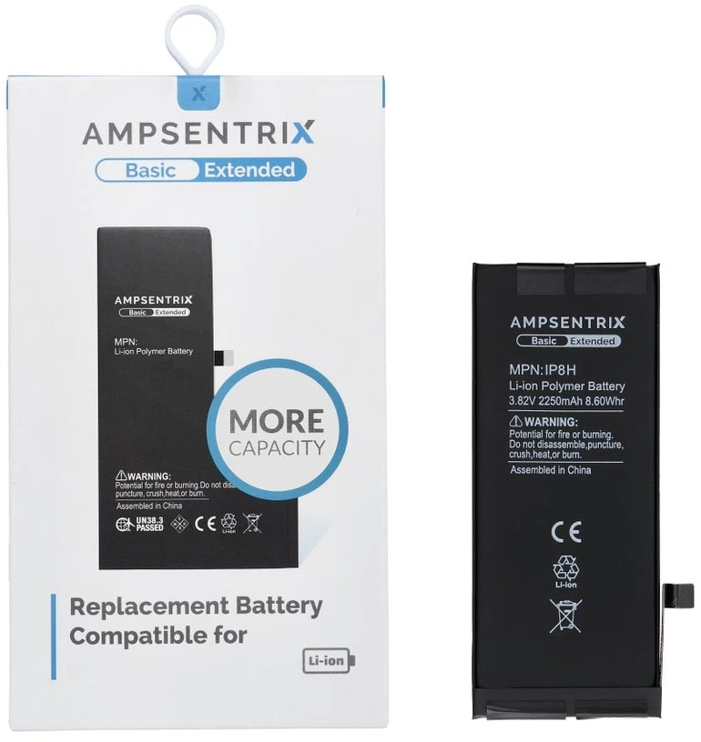Inne „Oem AmpSentrix Basic“ baterija, skirta „iPhone 8“ (didelės talpos 2250 mAh)