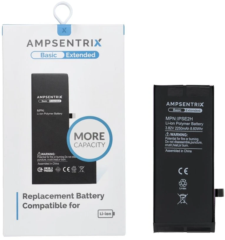 Inne „Oem AmpSentrix Basic“ baterija, skirta „iPhone SE 2020“ (didelės talpos 2250 mAh)
