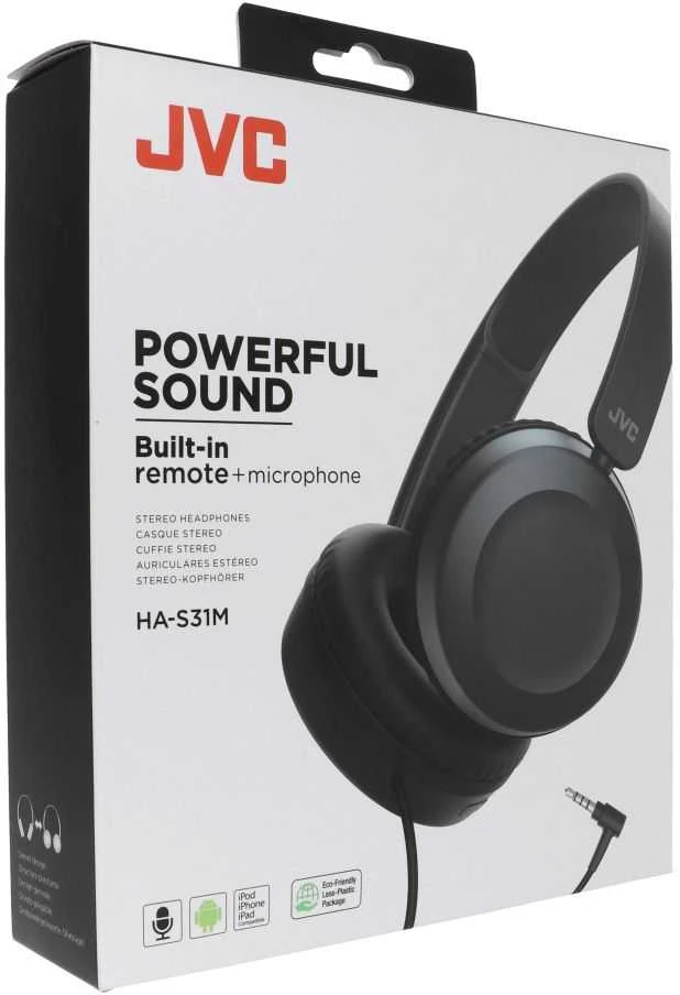 Ausinės JVC HA-S31M-B (on-ear, YES, juodos spalvos