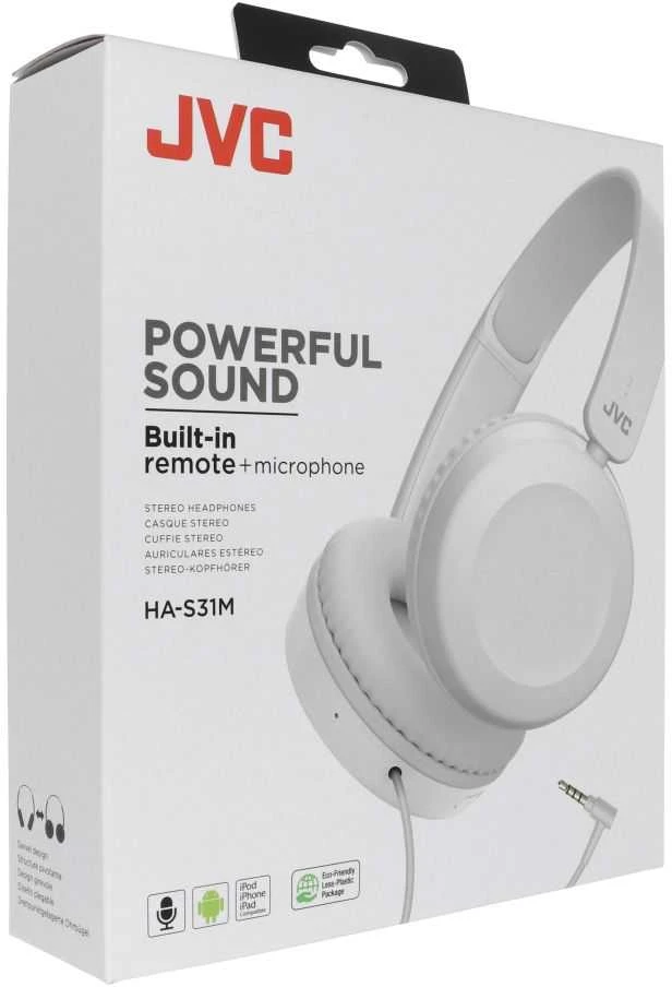 Ausinės JVC HA-S31M-W (on-ear, YES, baltas spalva
