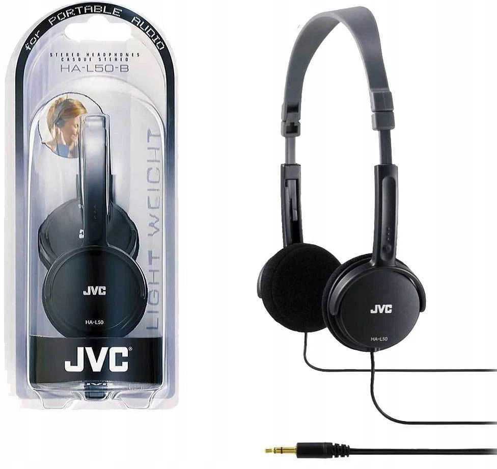 Lengvos ir stilingos ausinės JVC HA-L50BE 46g, juodos