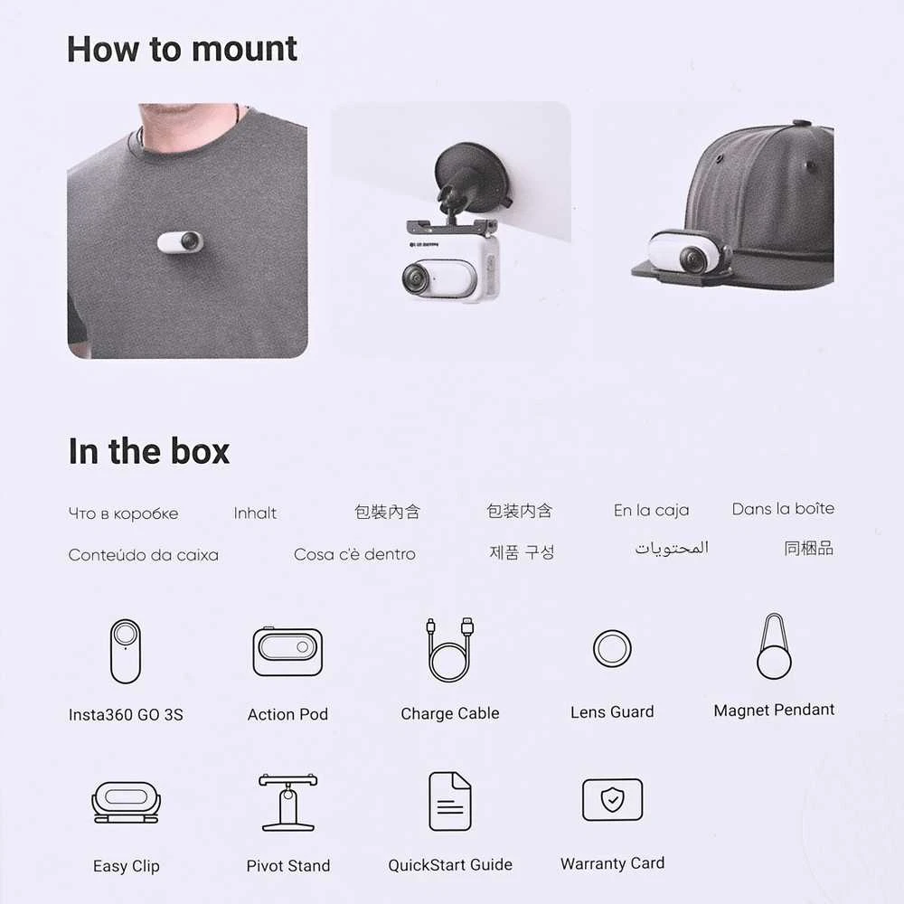 „Insta360 GO 3S Standard Edition“ – „Arctic Baltas“ – 64 GB