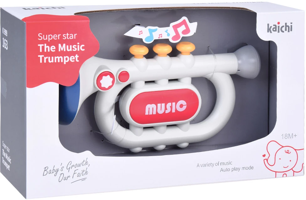 Jokomisiada Interaktyvus trimitas vaikams, 3 grojimo režimai, muzikos instrumentas ZA5446