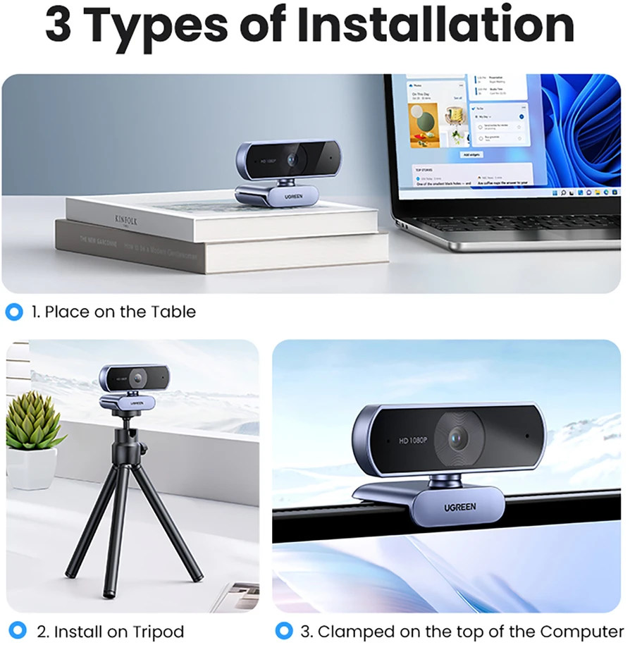 Ugreen Internetinė USB kamera HD 1080p su mikrofonu