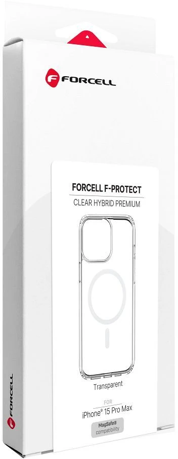 „iPhone 15 PRO MAX“ dėklas „Forcell F-Protect Clear Hybrid Premium“, suderinamas su „Magsafe“ permatomas