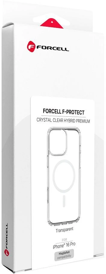 „iPhone 16 PRO Forcell F-Protect Clear Hybrid Premium“ dėklas, suderinamas su „Magsafe“ permatomas