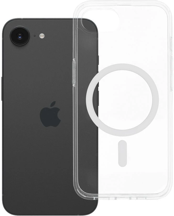 „iPhone 16e“ (SE4 2025) / 17e „Forcell F-Protect Clear Hybrid Premium“ dėklas, suderinamas su „Magsafe“ permatomu dangteliu.