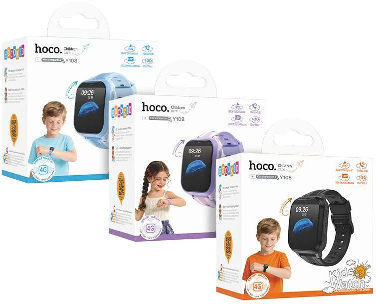 Išmanusis laikrodis for kids 1,69" 4G GPS with call function Hoco Y108 violetinė