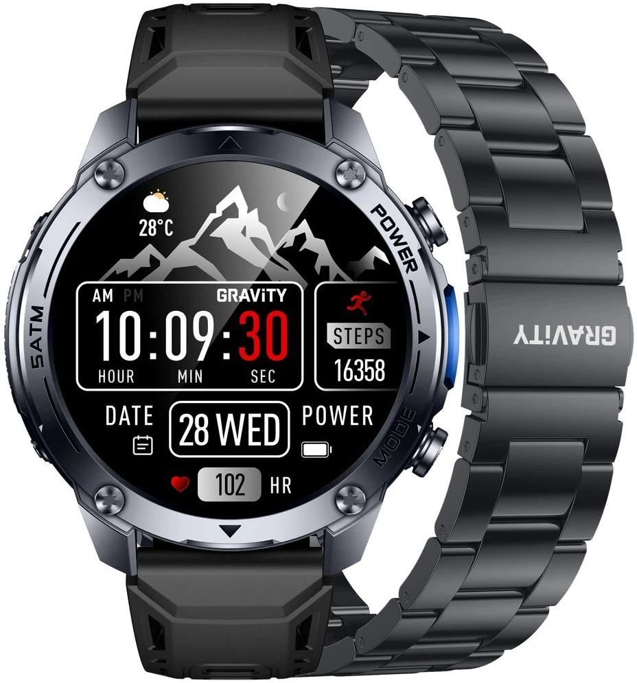 Išmanusis laikrodis MĘSKI GRAVITY GT34-2 - AMOLED, DODATKOWA BRANSOLETA (sg060b)