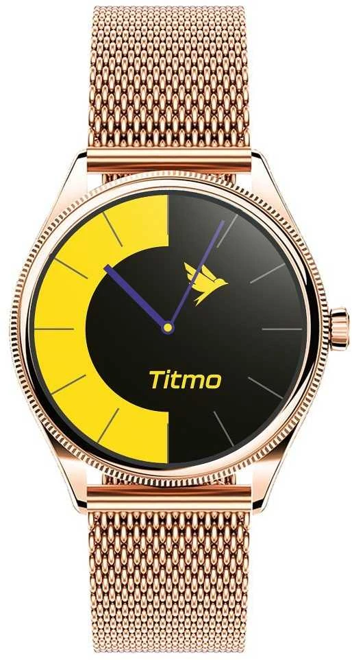 Išmanusis laikrodis TITMO O-170 (AMOLED, bluetooth call, stainless steal auksinis mesh strap) auksinis