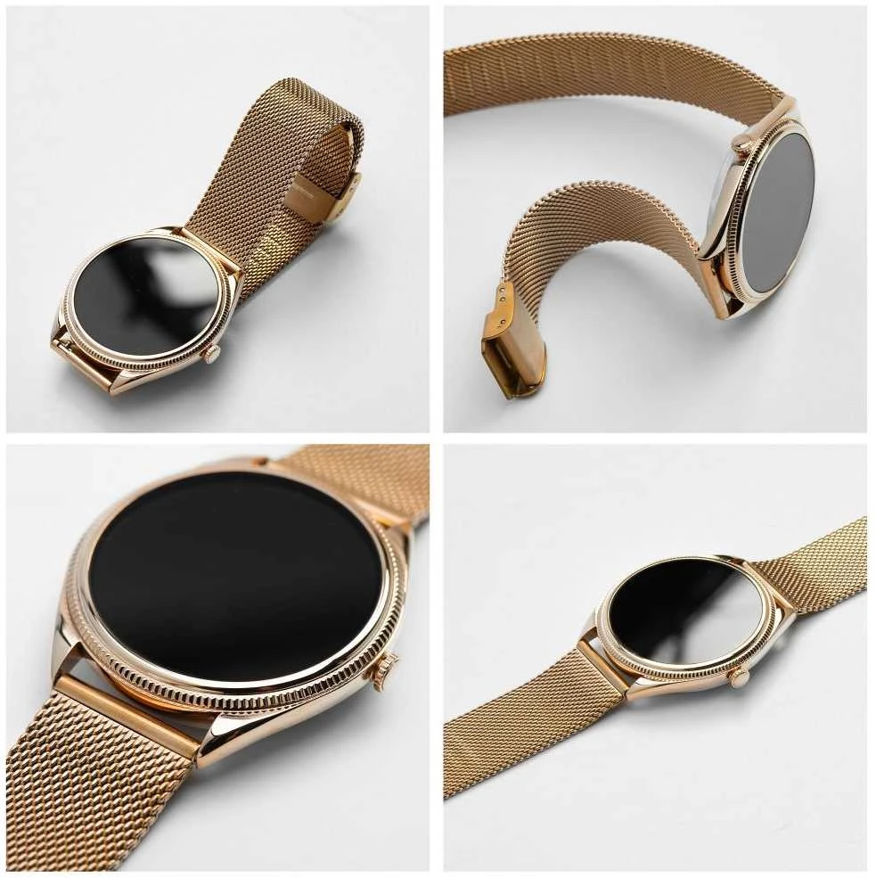 Išmanusis laikrodis TITMO O-170 (AMOLED, bluetooth call, stainless steal auksinis mesh strap) auksinis