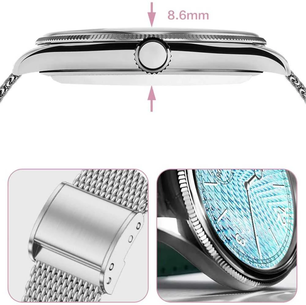 Išmanusis laikrodis TITMO O-170 (AMOLED, bluetooth call, stainless steal sidabrinis mesh strap) sidabrinis