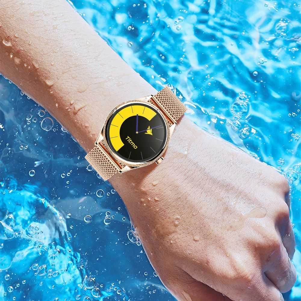 Išmanusis laikrodis TITMO O-170 (AMOLED, bluetooth call, stainless steal auksinis mesh strap) auksinis