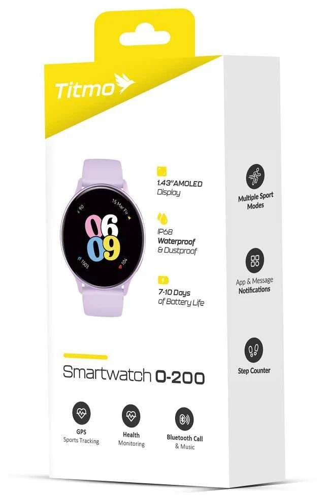 Store24 Išmanusis laikrodis TITMO O-200 (GPS, AMOLED, bluetooth call, silicone strap) lavender