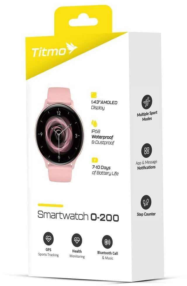 Išmanusis laikrodis TITMO O-200 (GPS, AMOLED, bluetooth call, silicone strap) pink