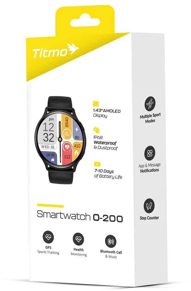 Išmanusis laikrodis TITMO O-200 (GPS, AMOLED, bluetooth call, silicone strap) juodas