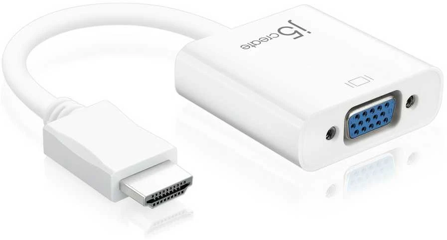 J5CREATE J5sukurkite HDMI į VGA adapterį (HDMI m - VGA f 3.5mm Audio f 10cm; spalvota balta) JDA213-N