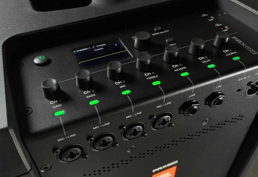 JBL PRX ONE – nešiojama kolonėlių sistema su įmontuotu skaitmeniniu maišytuvu ir DSP