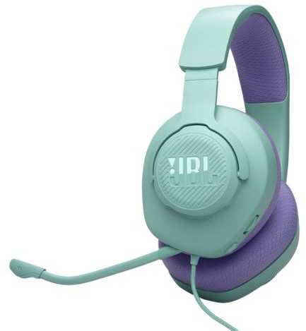 JBL Quantum 100M2 laidinės žaidimų ausinės su mikrofonu, Violetinės ir elektrinės spalvos