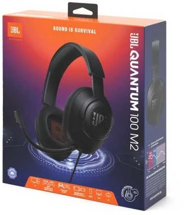 JBL Quantum 100M2 laidinės žaidimų ausinės su mikrofonu, Juodos