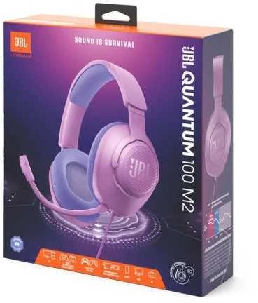 JBL Quantum 100M2 violetinės ausinės su pakuote