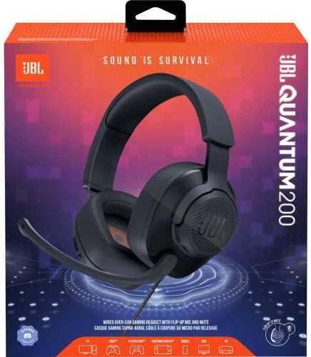 Žaidimų ausinės JBL Quantum 200, Juodos