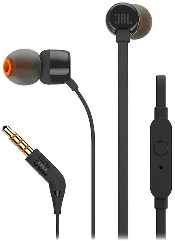 Ausinės JBL T110BLK, laidinės, Juodos