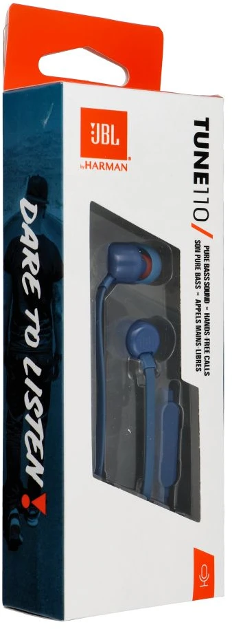 Ausinės JBL TUNE T110 Pure Bass Sound mėlynos