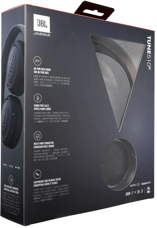 Lengvos ir patogios belaidės Ausinės JBL Tune 510BT Pure Bass sound su mikrofonu, Juodos