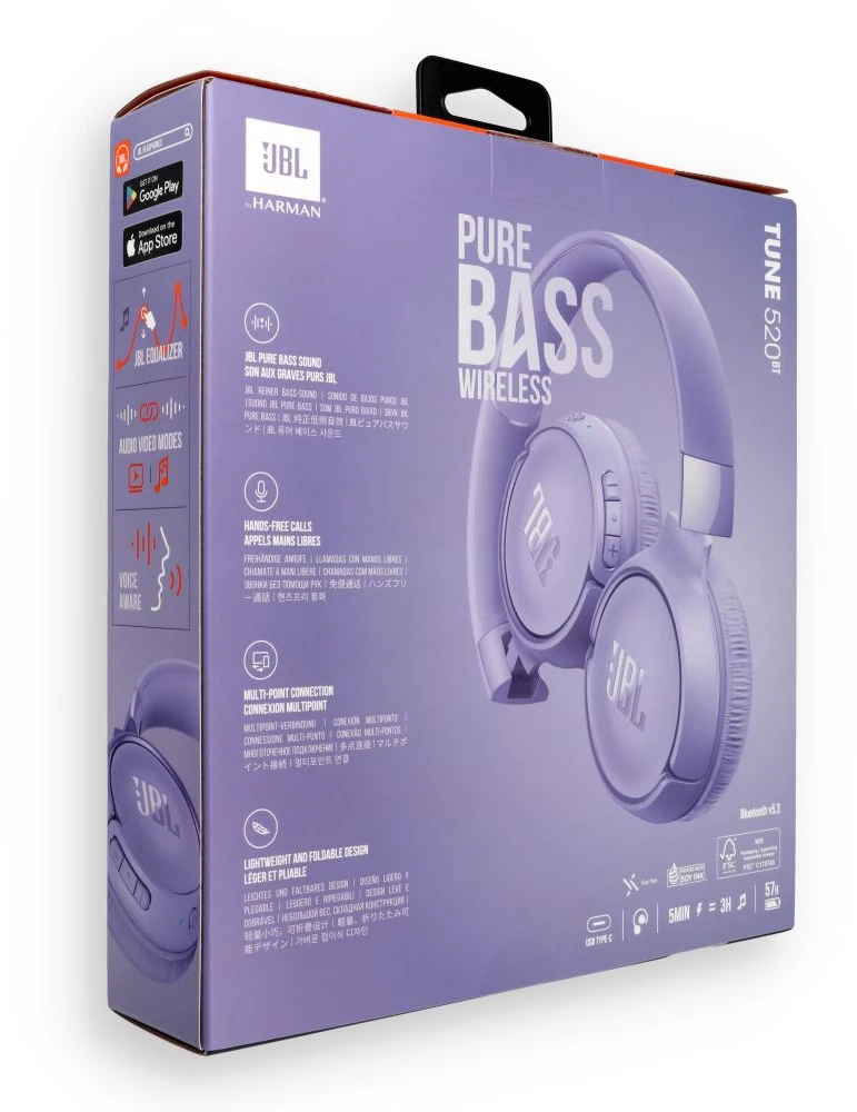 JBL Tune 520BT Bluetooth ausinės violetinės spalvos