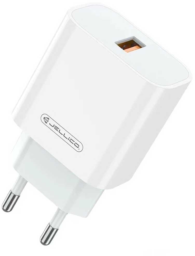 Sieninis įkroviklis 22,5W QC3.0 USB Jellico AK165 baltos spalvos