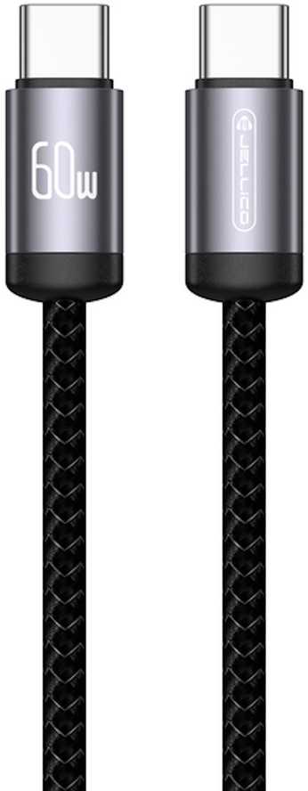 Jellico B27 USB-C - USB-C PD 60W kabelis 1m juodos spalvos