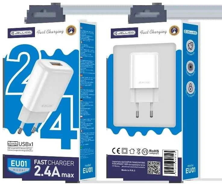 Įkroviklis Jellico EU01 2.4A USB-A baltas