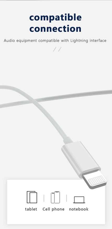 JELLICO su laidu ausinės EP2A Lightning su mikrofonu 1.2M Baltas
