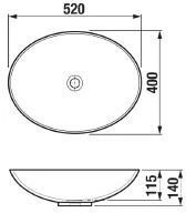 Jika WASHBASIN BOWL OVAL ASTRA 520X395MM WHTE