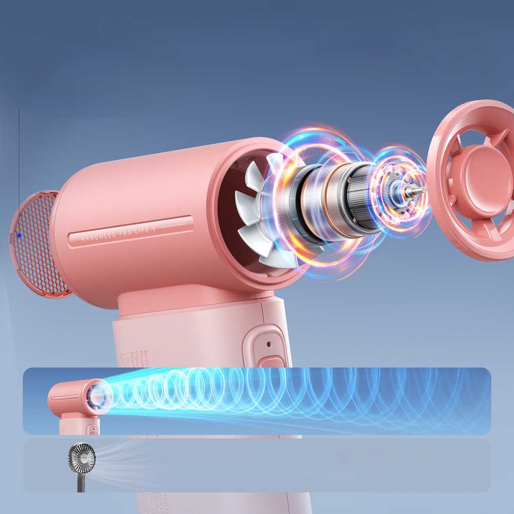 Jisulife Handheld Fan Life9 3600mAh Portable Mini Blower USB Fan - Rožinė