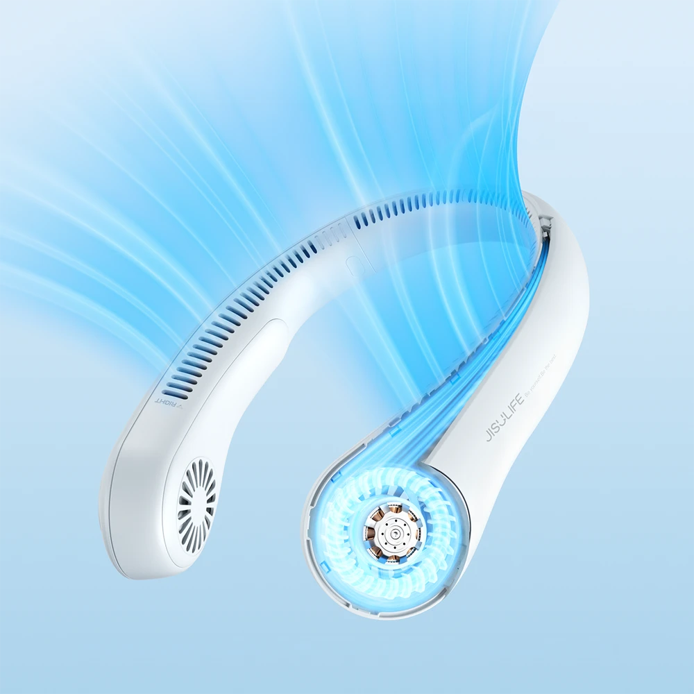 Jisulife Neck Fan 3 4000mAh nešiojamas kaklo ventiliatorius - pilka