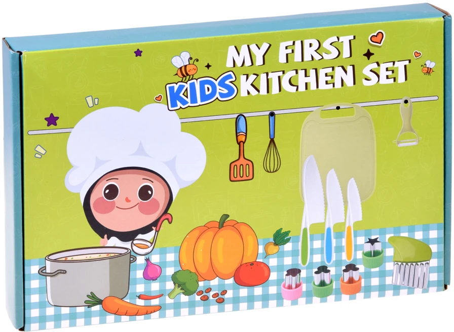 Jokomisiada 14-Piece Children’s Kitchen Set with Knives, Cutting Board and Cutters ZA6601