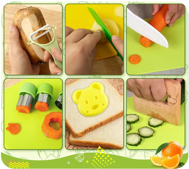 Jokomisiada 14-Piece Children’s Kitchen Set with Knives, Cutting Board and Cutters ZA6601
