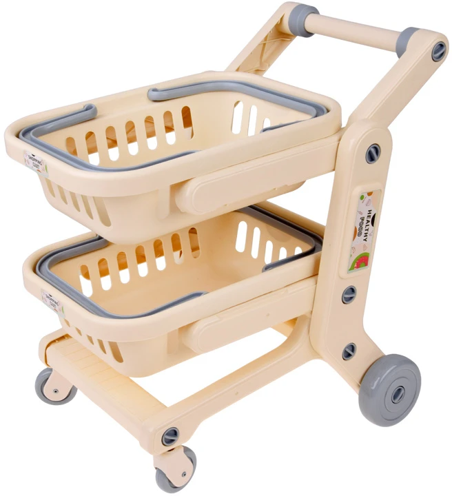 Jokomisiada 2-in-1 Kids’ Shopping Cart with Interactive Planšetė, Baskets and Play Food ZA6346