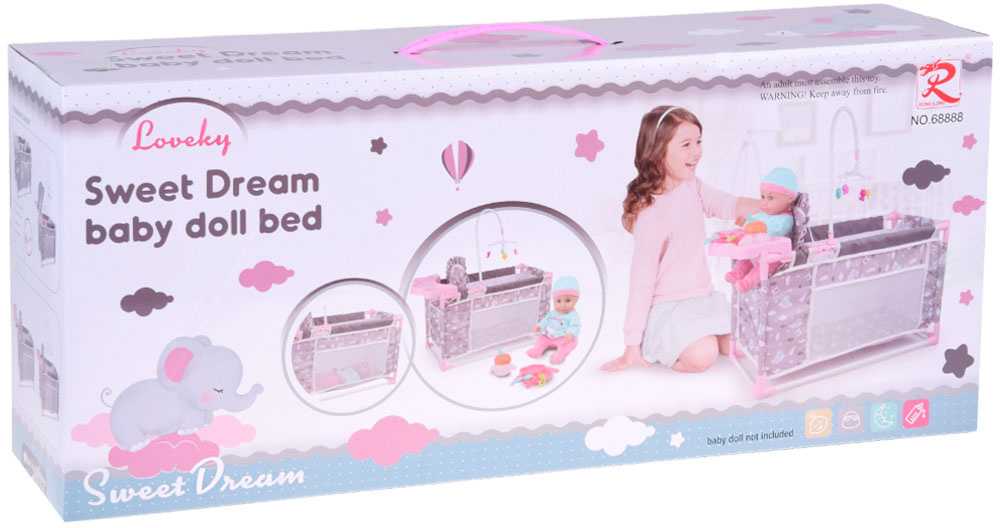 Jokomisiada 2-in-1 Sweet Dream Doll Set – Crib and High Chair ZA5918
