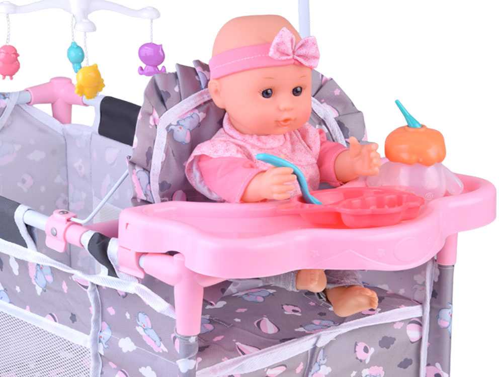 Jokomisiada 2-in-1 Sweet Dream Doll Set – Crib and High Chair ZA5918