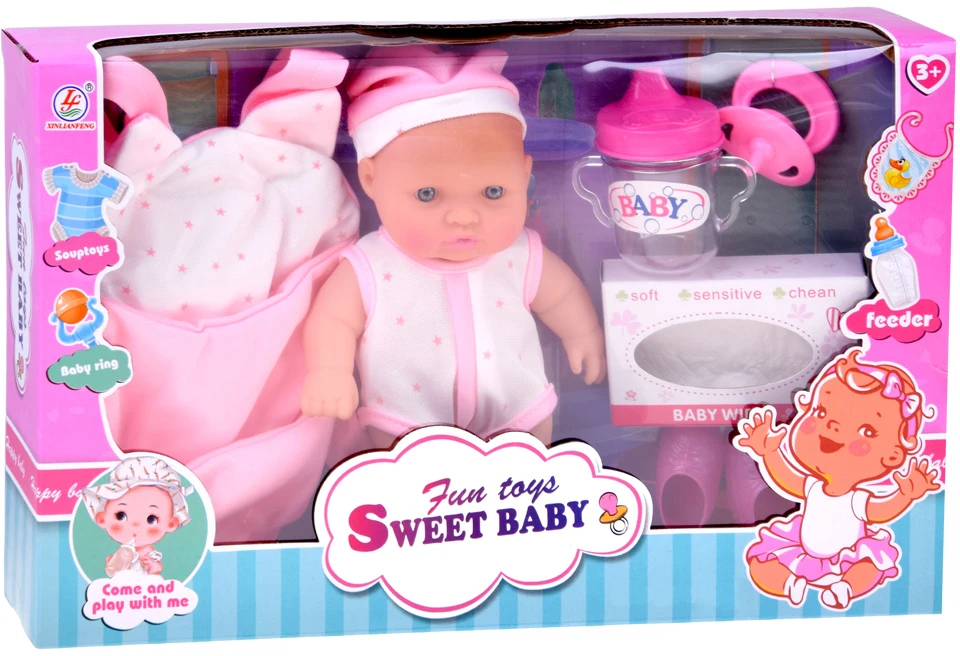 Jokomisiada 20 cm Baby Doll in a Carrier with Pacifier, Bottle and Accessories ZA6332