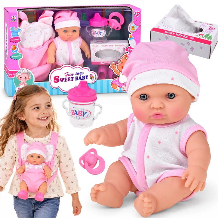 Jokomisiada 20 cm Baby Doll in a Carrier with Pacifier, Bottle and Accessories ZA6332