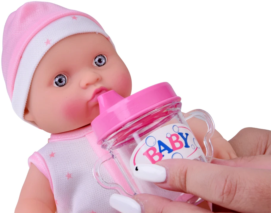 Jokomisiada 20 cm Baby Doll in a Carrier with Pacifier, Bottle and Accessories ZA6332
