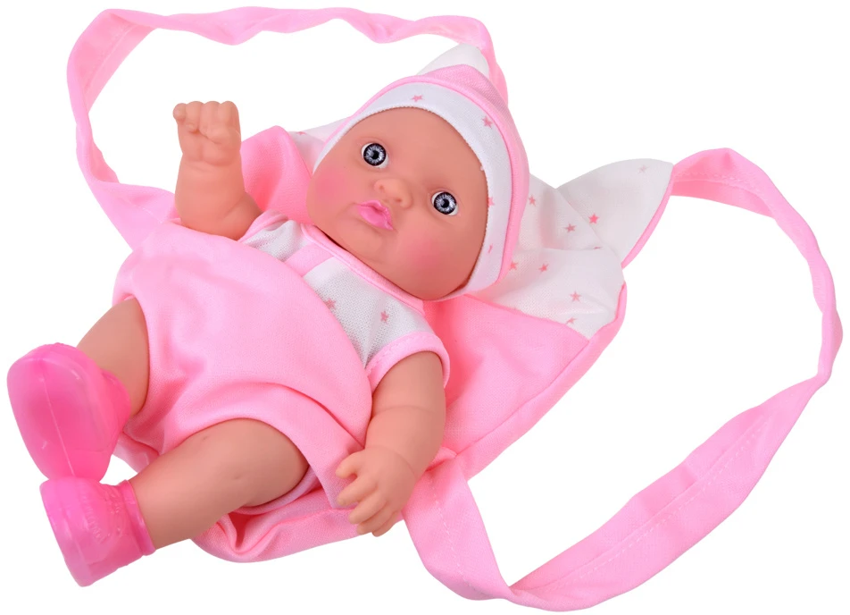 Jokomisiada 20 cm Baby Doll in a Carrier with Pacifier, Bottle and Accessories ZA6332