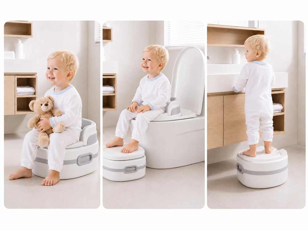 Jokomisiada 3-in-1 Children’s Potty – Potty, Step Stool, Toilet Seat Reducer with Footrest ZA6574